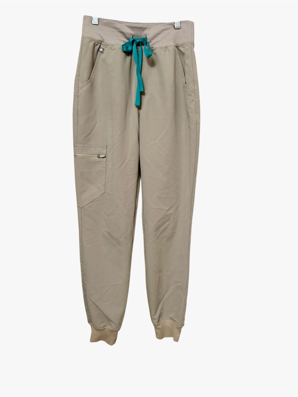 Figs high waisted Zamora light tan boulder jogger scrub pants women’s size XS